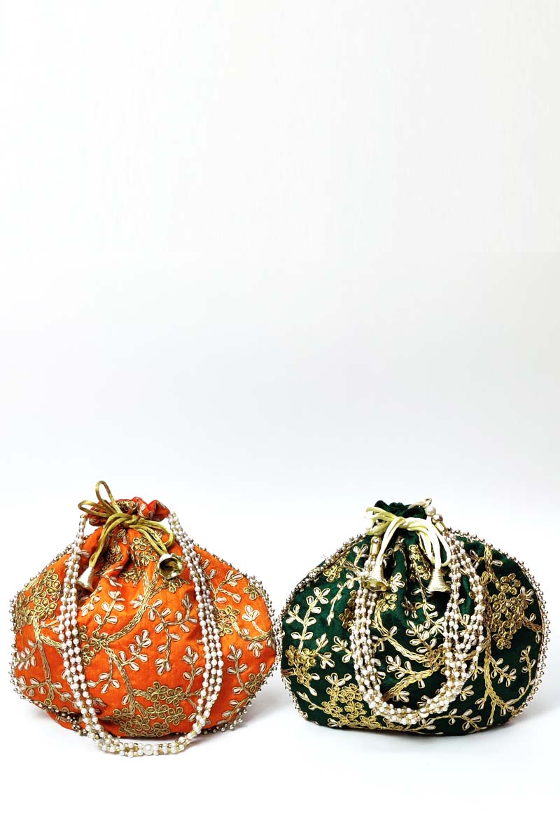Set Of 2 beautiful Zardosi work potli bag - MC251526